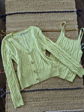 Dex Cable-Knit Cardigan & Tank Set
